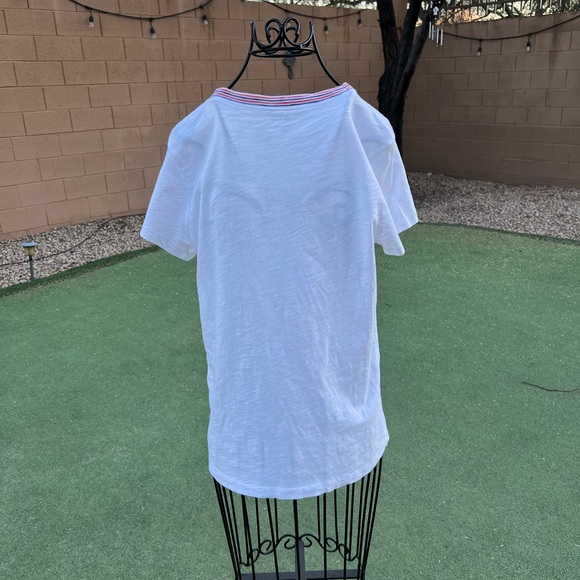 EUC Madewell White Tee w/ Stripe Neckline Sz Small - Picture 2 of 4